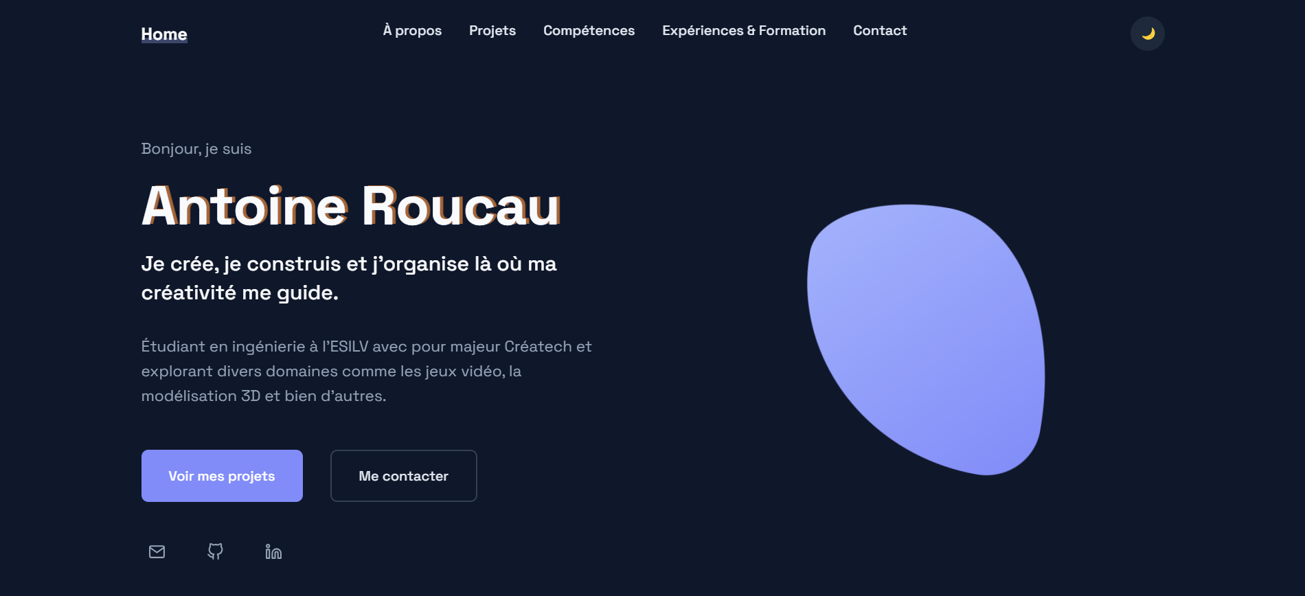 Vue du site en mode sombre